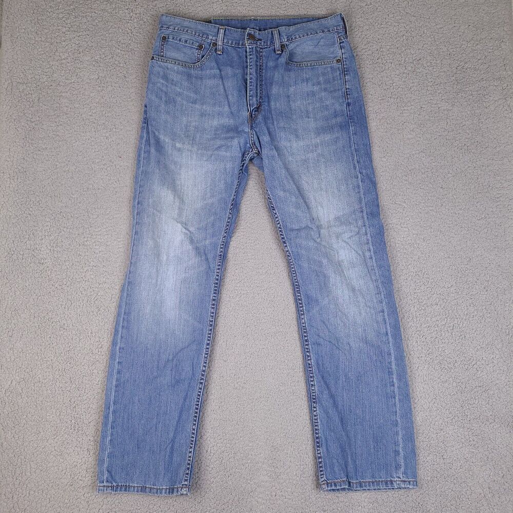 Levi's Jeans Mens 36x31.5‎ Blue 505 Regular Straight Worn Faded Denim Workwear